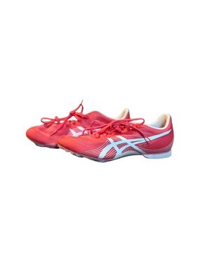 ASICS Women’s Coral Pink Track Spikes with White Stripes Size 8.5